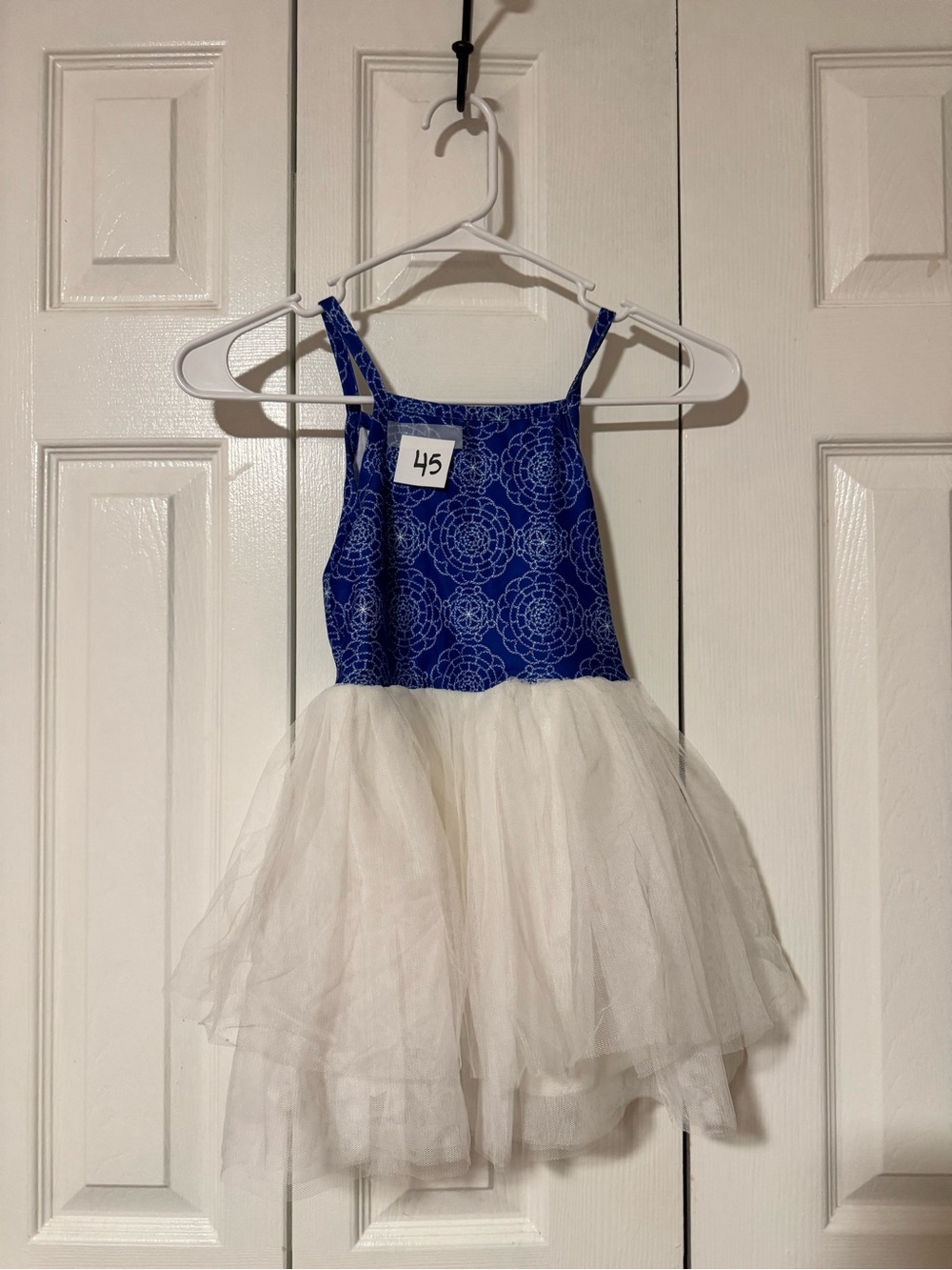 Blue and White Tulle Kids Costume Dress